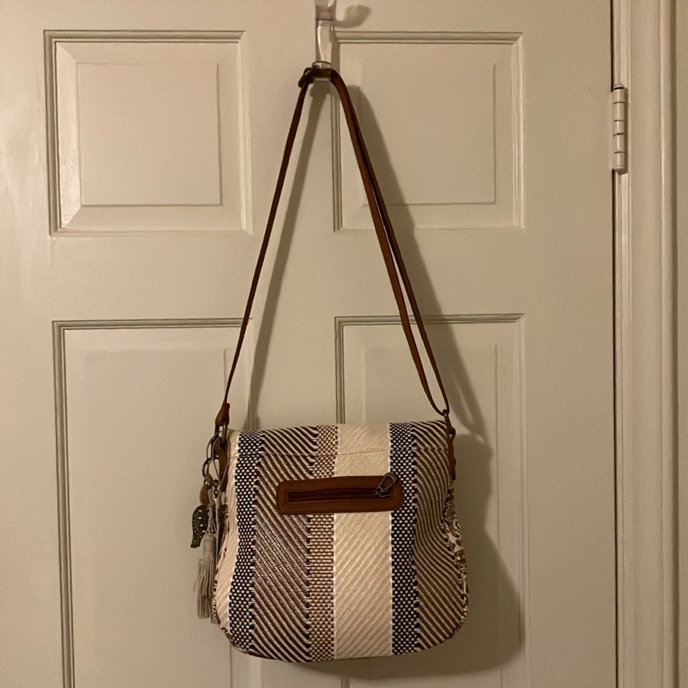 Tan and Brown Crossbody Bag with Adjustable Strap. This is the perfect purse! - Picture 4 of 7